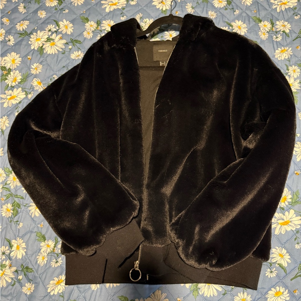 Forever 21 Black Faux Fur Jacket